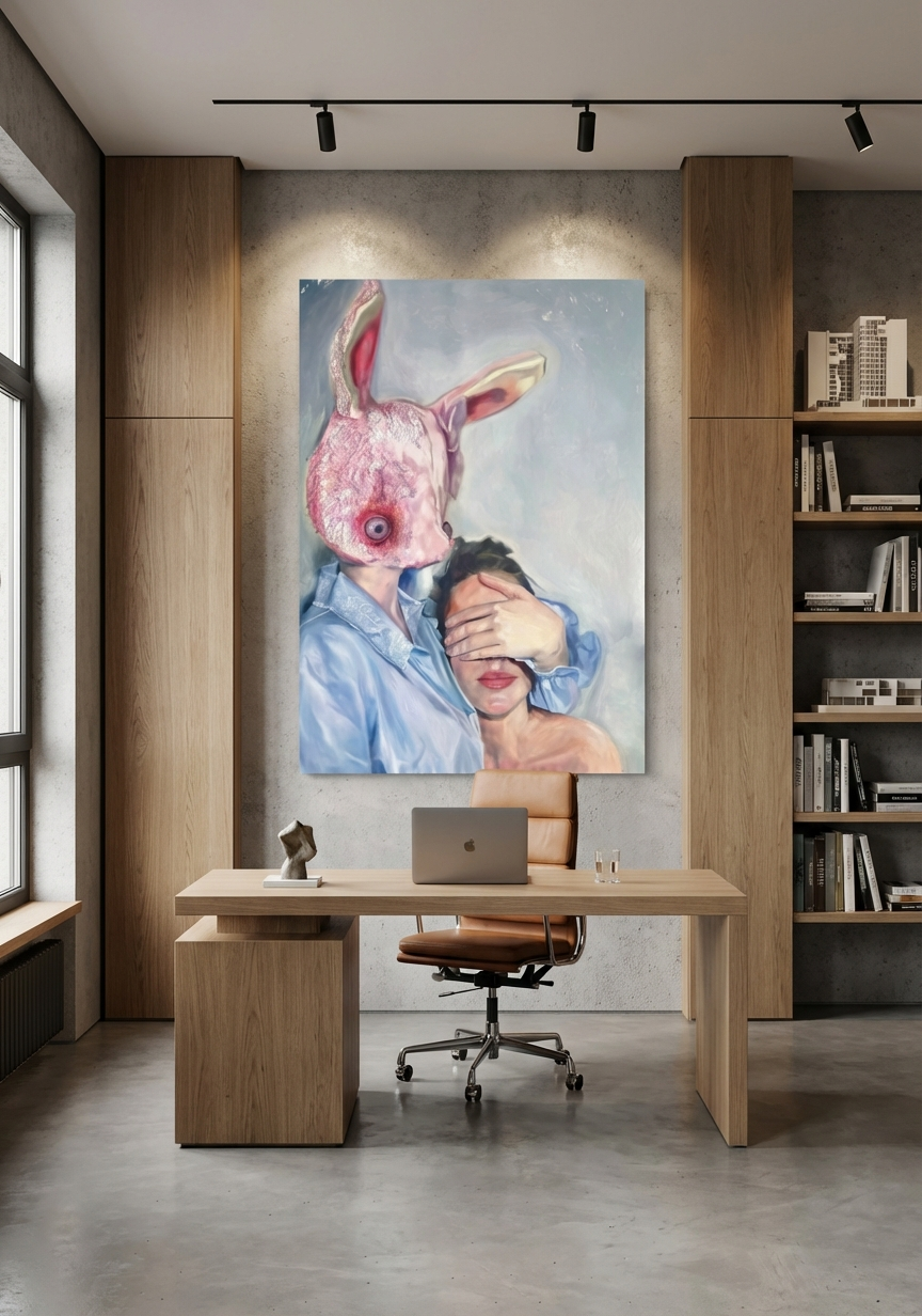 Eva Samule painting in a contemporary office